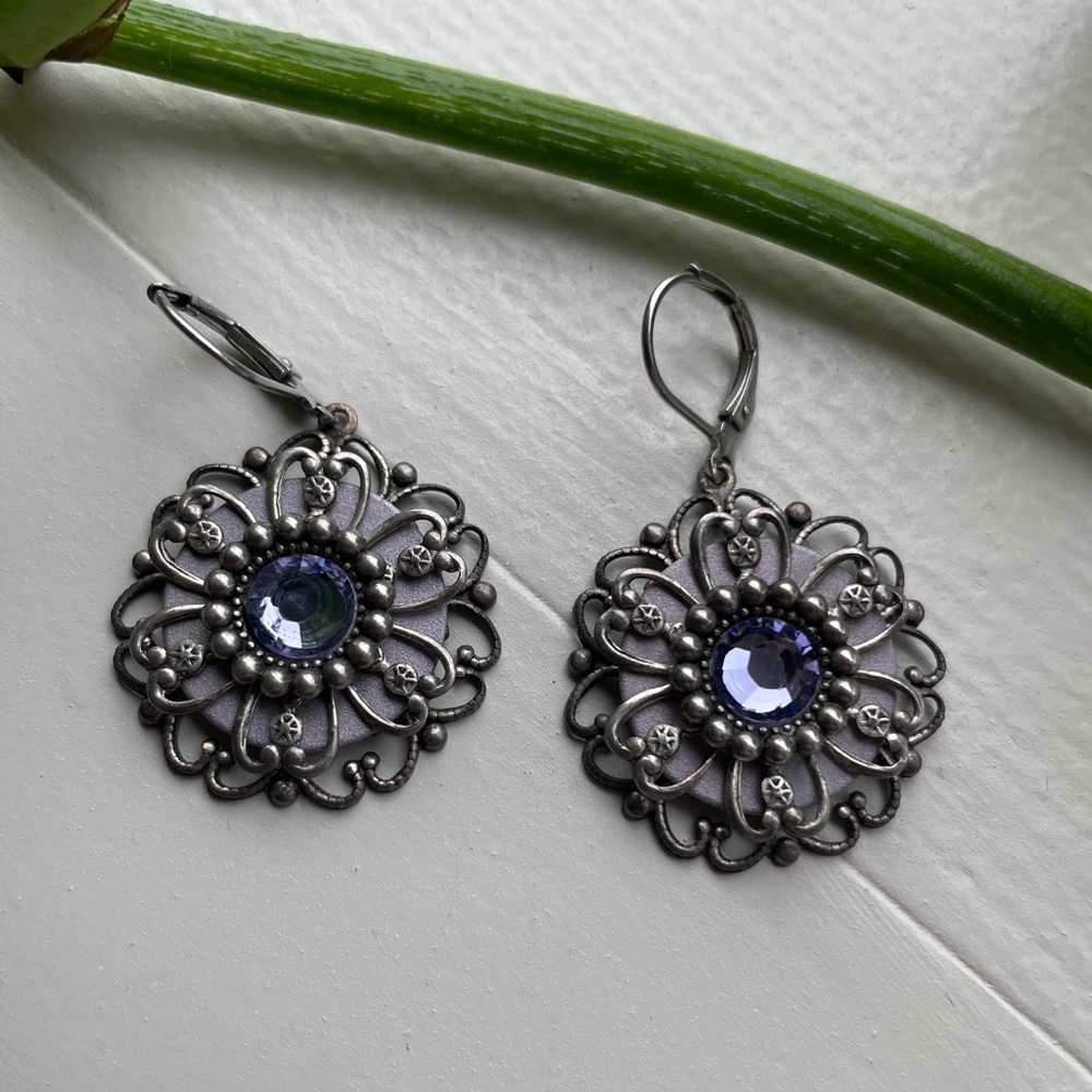 Purple Swarovski Crystal Earrings
